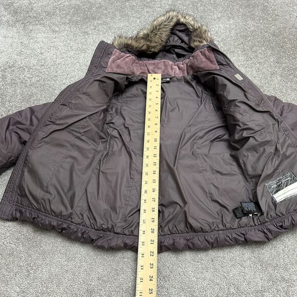 The North Face 550 Gotham 2.0 Down Puffer Jacket Girls Medium Purple Hoodie Fur - Picture 14 of 16